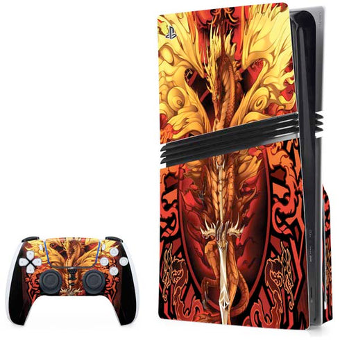 Fire Dragon by Ruth Thompson PS5 Pro Disk Bundle Skin