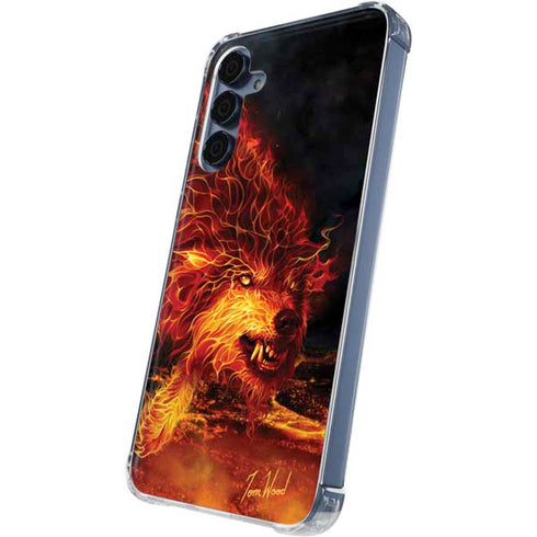 Fire Stalker Wolf by Tom Wood Galaxy A35 5G Clear Case