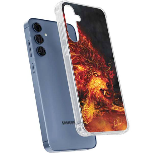 Fire Stalker Wolf by Tom Wood Galaxy A35 5G Clear Case