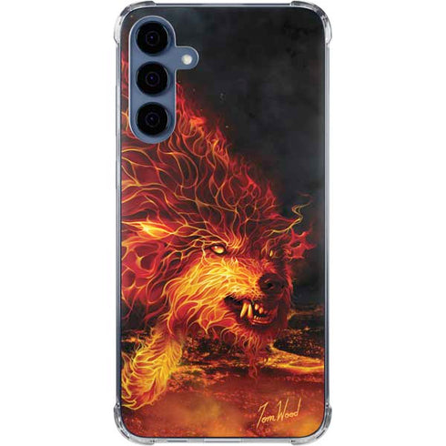 Fire Stalker Wolf by Tom Wood Galaxy A55 5G Clear Case