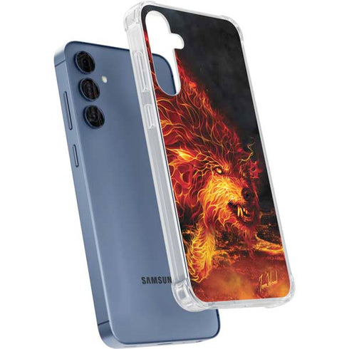 Fire Stalker Wolf by Tom Wood Galaxy A55 5G Clear Case