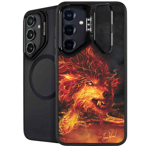 Fire Stalker Wolf by Tom Wood Galaxy S24 Kickstand Case