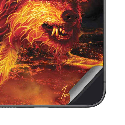 Fire Stalker Wolf by Tom Wood Galaxy S25 Plus Skin