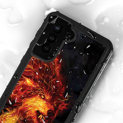 Fire Stalker Wolf by Tom Wood Galaxy S24 Plus Waterproof Case