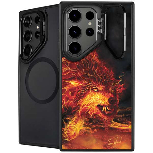 Fire Stalker Wolf by Tom Wood Galaxy S25 Ultra Kickstand Case