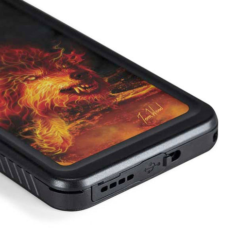 Fire Stalker Wolf by Tom Wood Galaxy S24 Waterproof Case