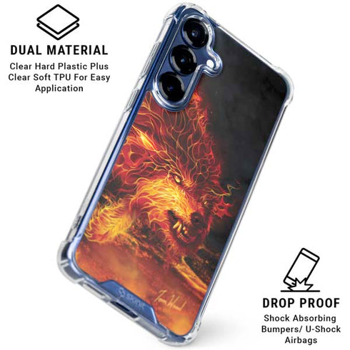 Fire Stalker Wolf by Tom Wood Galaxy S25 Clear Case