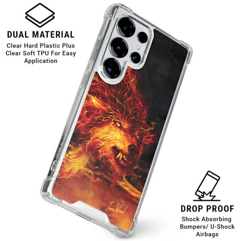 Fire Stalker Wolf by Tom Wood Galaxy S25 Ultra Clear Case