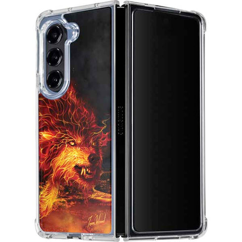 Fire Stalker Wolf by Tom Wood Galaxy Z Fold5 5G Clear Case