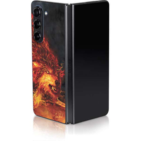 Fire Stalker Wolf by Tom Wood Galaxy Z Fold5 5G Skin