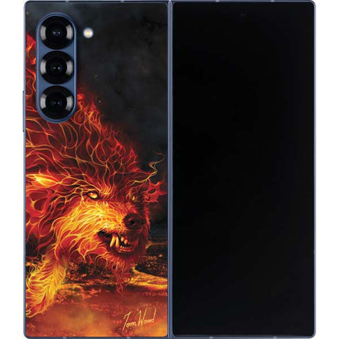 Fire Stalker Wolf by Tom Wood Galaxy Z Fold6 Skin