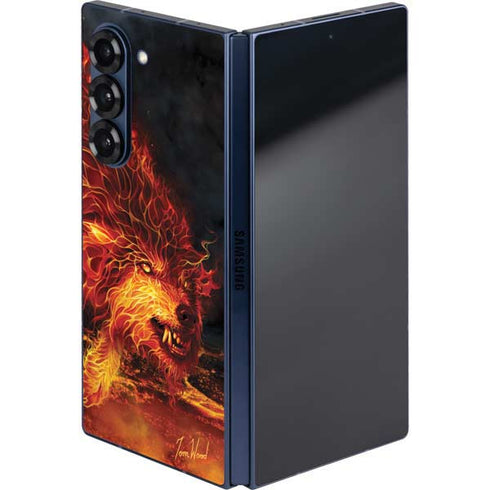 Fire Stalker Wolf by Tom Wood Galaxy Z Fold6 Skin