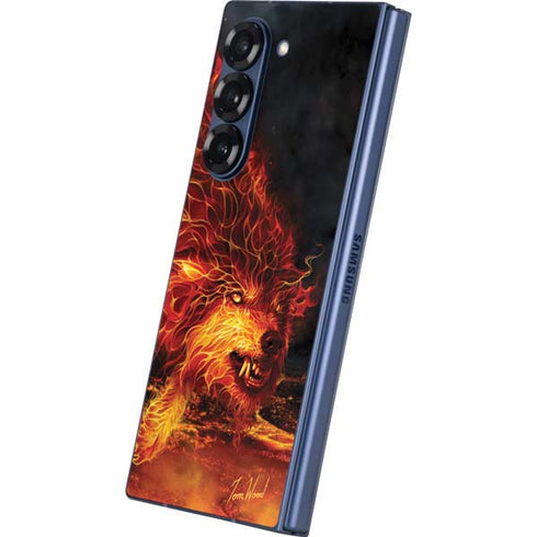 Fire Stalker Wolf by Tom Wood Galaxy Z Fold6 Skin