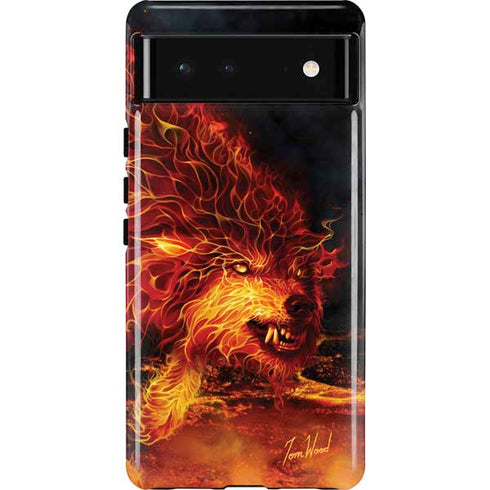 Fire Stalker Wolf by Tom Wood Pixel Cases