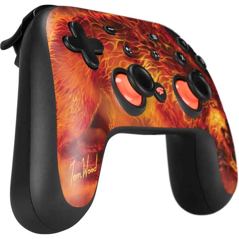 Fire Stalker Wolf by Tom Wood Google Stadia Controller Skin