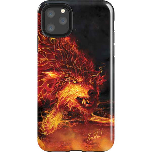 Fire Stalker Wolf by Tom Wood iPhone Cases