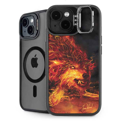 Fire Stalker Wolf by Tom Wood iPhone 13 Kickstand Case