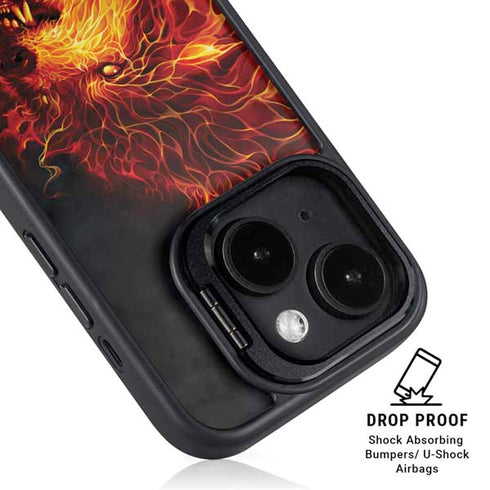 Fire Stalker Wolf by Tom Wood iPhone 13 Kickstand Case