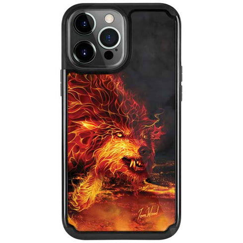 Fire Stalker Wolf by Tom Wood iPhone Cases