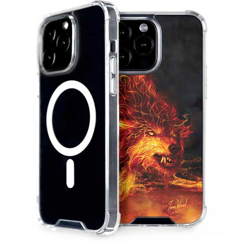 Fire Stalker Wolf by Tom Wood iPhone Cases