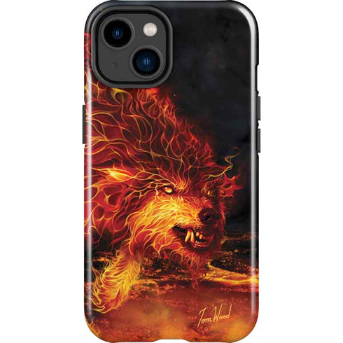 Fire Stalker Wolf by Tom Wood iPhone 15 Impact Case