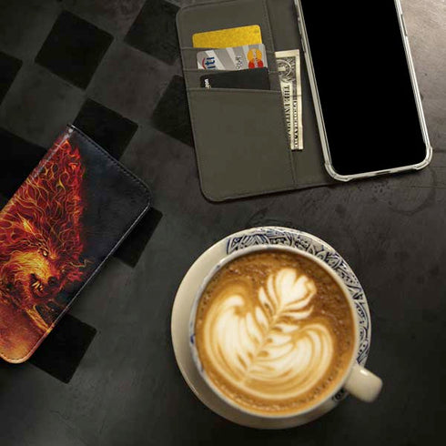 Fire Stalker Wolf by Tom Wood iPhone 15 Pro Folio Case