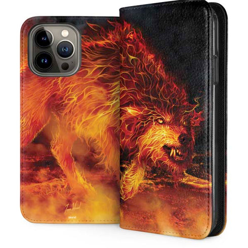 Fire Stalker Wolf by Tom Wood iPhone Cases