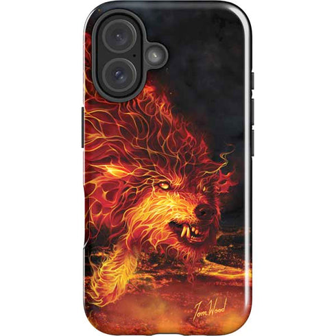 Fire Stalker Wolf by Tom Wood iPhone 16 Impact Case