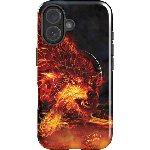 Fire Stalker Wolf by Tom Wood iPhone 16 Magsafe Impact Case