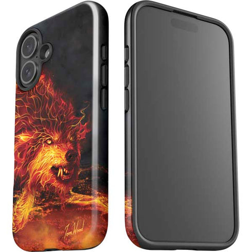 Fire Stalker Wolf by Tom Wood iPhone 16 Plus Impact Case
