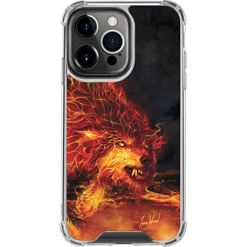 Fire Stalker Wolf by Tom Wood iPhone 16 Pro Clear Case