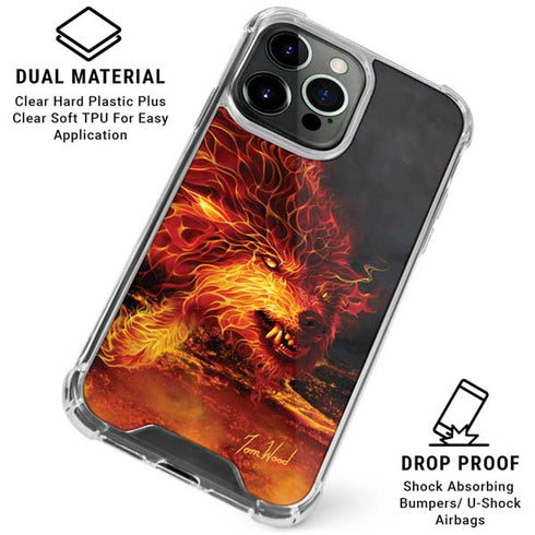 Fire Stalker Wolf by Tom Wood iPhone 16 Pro Clear Case