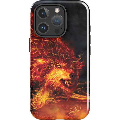 Fire Stalker Wolf by Tom Wood iPhone 16 Pro Impact Case