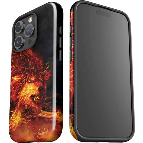 Fire Stalker Wolf by Tom Wood iPhone 16 Pro Impact Case
