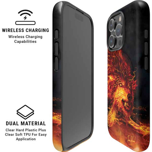 Fire Stalker Wolf by Tom Wood iPhone 16 Pro Magsafe Impact Case