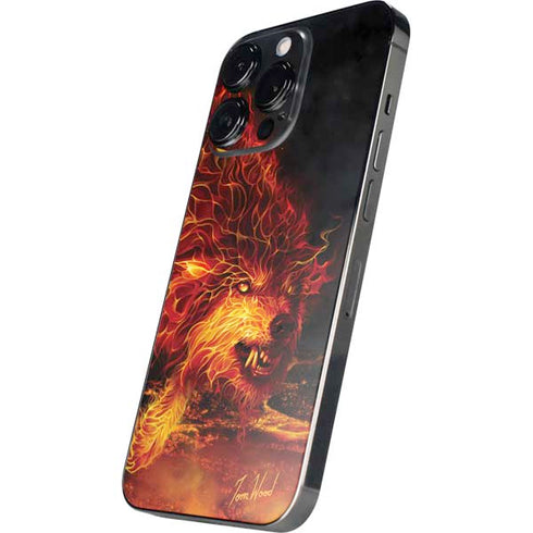 Fire Stalker Wolf by Tom Wood iPhone 16 Pro Skin