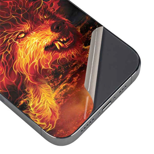 Fire Stalker Wolf by Tom Wood iPhone 16 Pro Skin
