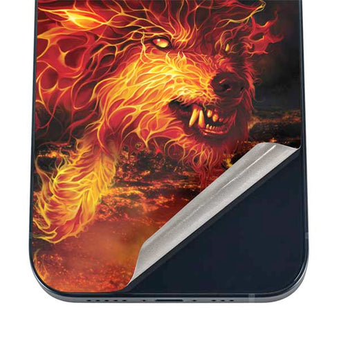 Fire Stalker Wolf by Tom Wood iPhone 16 Skin