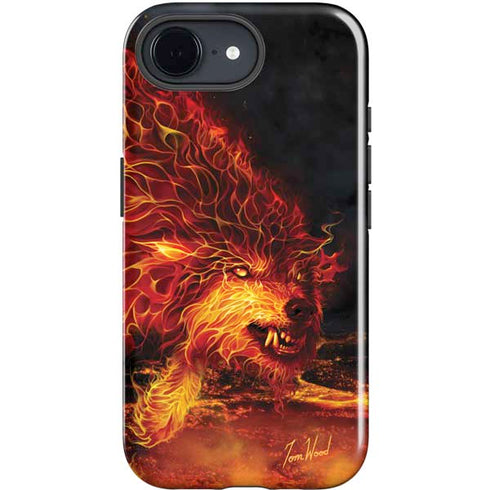 Fire Stalker Wolf by Tom Wood iPhone 16e Impact Case