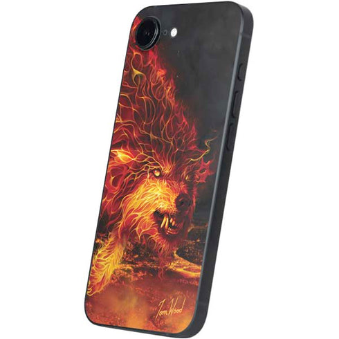 Fire Stalker Wolf by Tom Wood iPhone 16e Skin