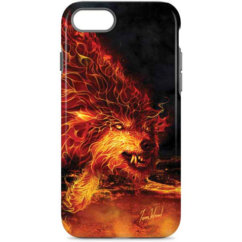 Fire Stalker Wolf by Tom Wood iPhone Cases