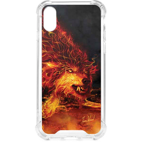 Fire Stalker Wolf by Tom Wood iPhone XS Clear Case