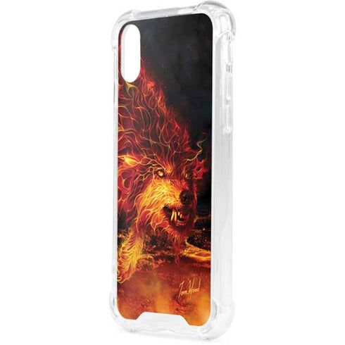Fire Stalker Wolf by Tom Wood iPhone XS Clear Case
