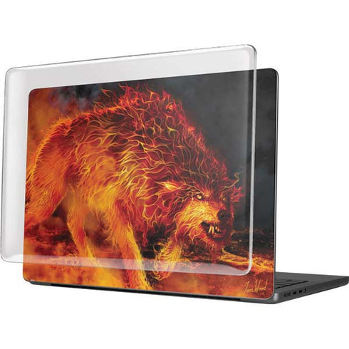 Fire Stalker Wolf by Tom Wood MacBook Pro 14in (2021-24) Case plus Skin
