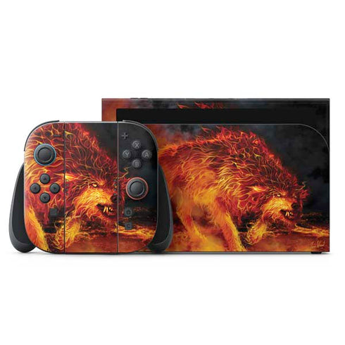 Fire Stalker Wolf by Tom Wood Nintendo Switch 2 (2025) with Joy-Con Skin