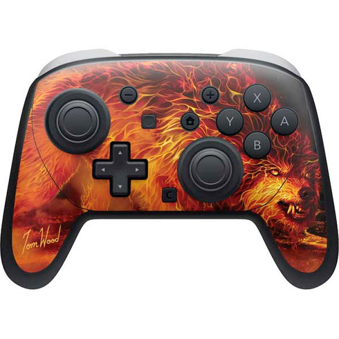Fire Stalker Wolf by Tom Wood Nintendo Switch 2 (2025) Pro Controller Skin