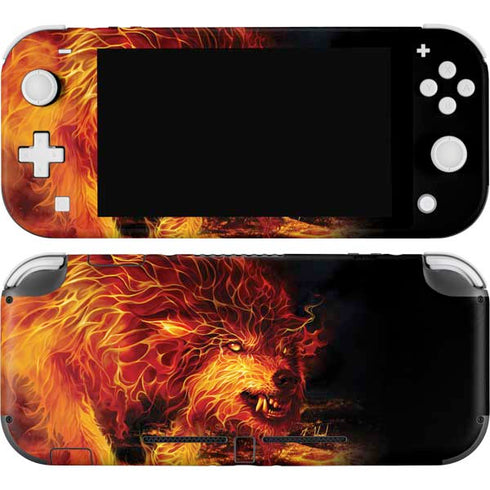 Fire Stalker Wolf by Tom Wood Nintendo Switch Lite Skin