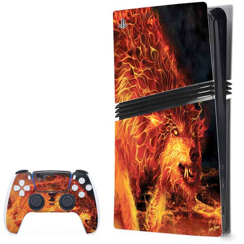 Fire Stalker Wolf by Tom Wood PS5 Pro Bundle Skin
