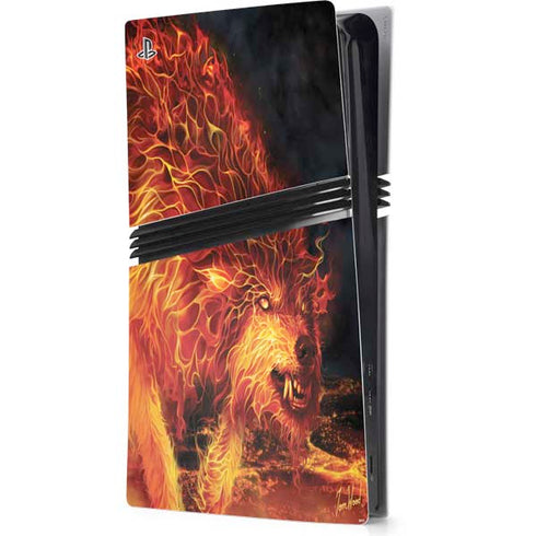 Fire Stalker Wolf by Tom Wood PS5 Pro Console Skin