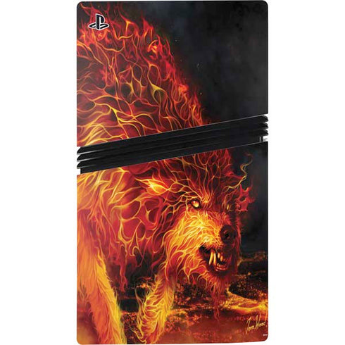Fire Stalker Wolf by Tom Wood PS5 Pro Console Skin